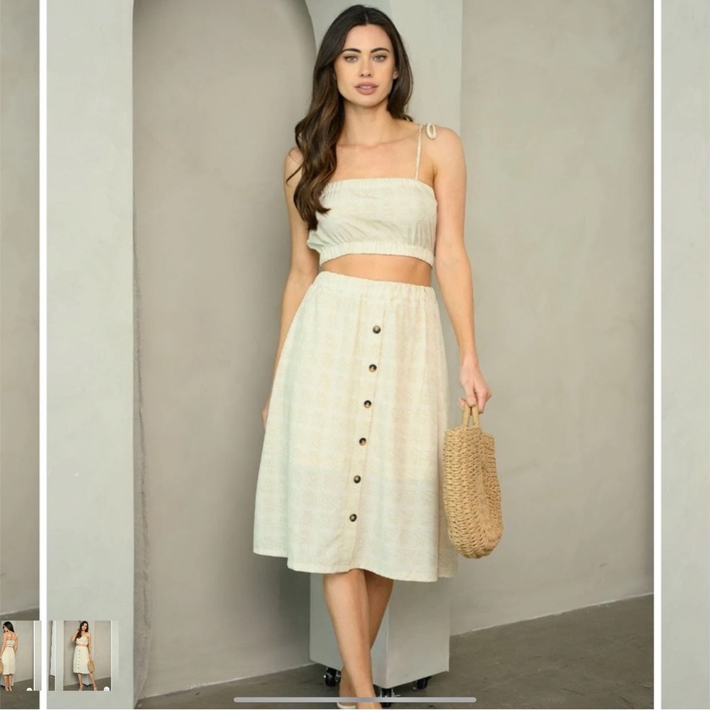 PLAID 2PC TOP & MIDI SKIRT SET